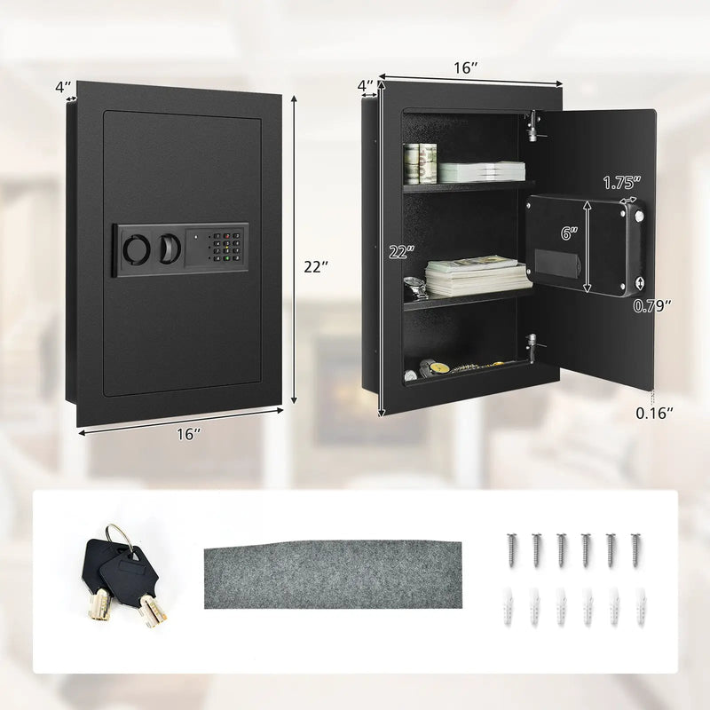 Digital Flat Recessed Wall Safe Security Lock Gun Cash Box by DirectDeals