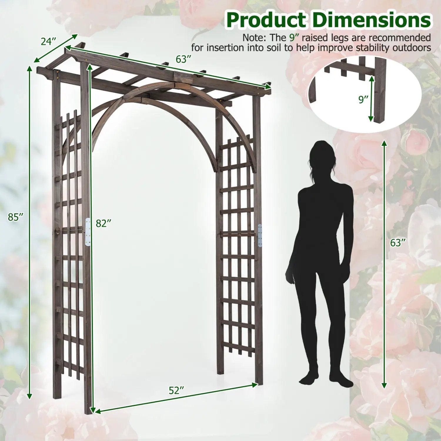 Garden Arch Trellis 85" Tall Fir Wood for Climbing Plants by DirectDeals
