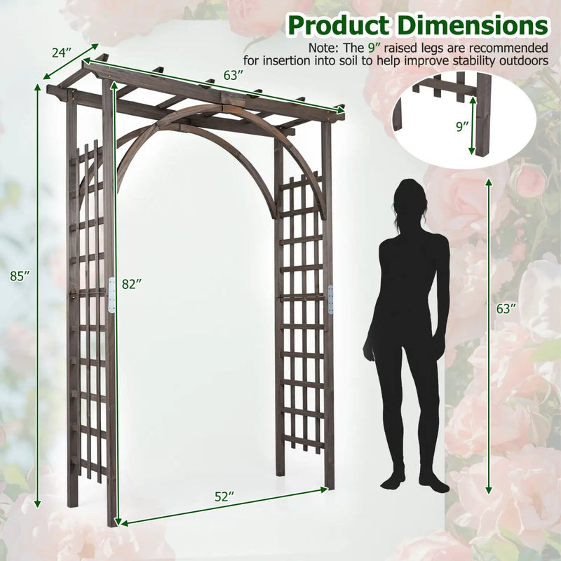 Garden Arch Trellis 85" Tall Fir Wood for Climbing Plants by DirectDeals
