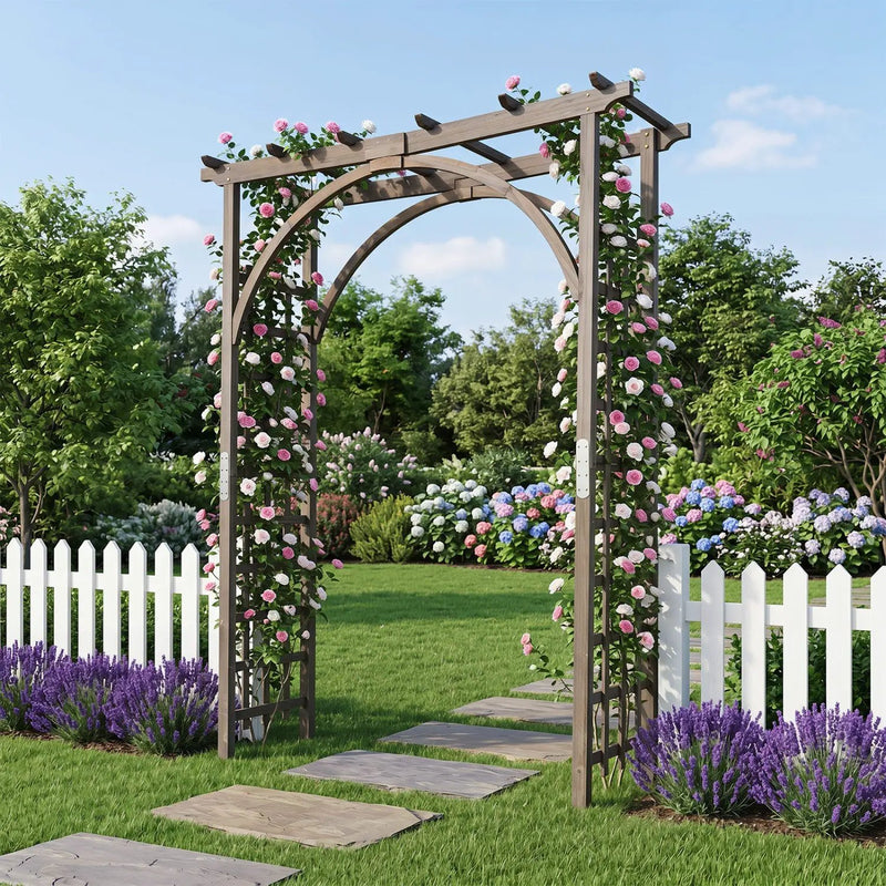 Garden Arch Trellis 85" Tall Fir Wood for Climbing Plants by DirectDeals