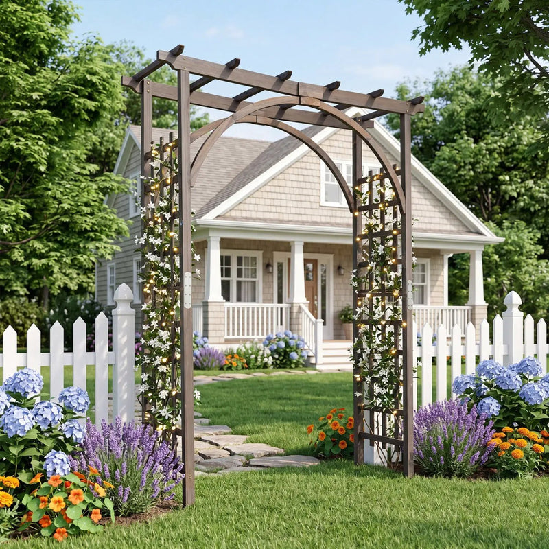 Garden Arch Trellis 85" Tall Fir Wood for Climbing Plants by DirectDeals