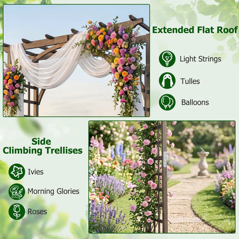 Garden Arch Trellis 85" Tall Fir Wood for Climbing Plants by DirectDeals