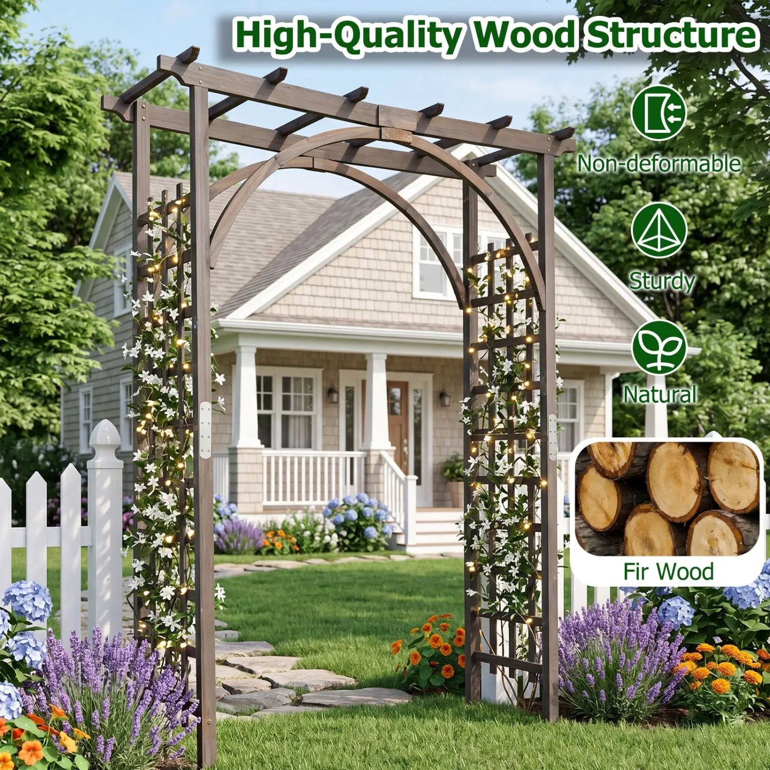 Garden Arch Trellis 85" Tall Fir Wood for Climbing Plants by DirectDeals