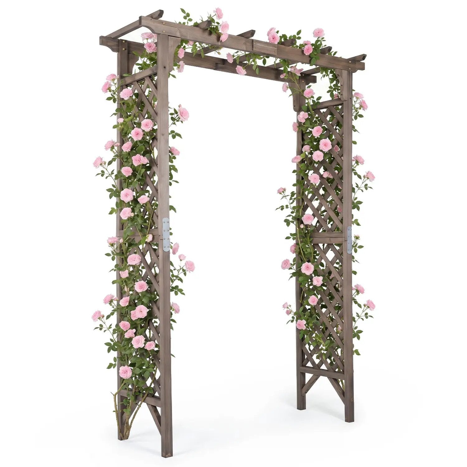 Garden Arch with Gate 85" Tall Wood for Climbing Plants by DirectDeals