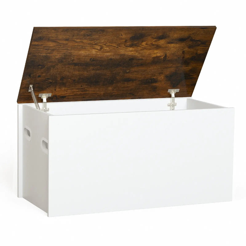 Flip-top Storage Chest with Self-hold Cover and Pneumatic Rod-White by DirectDeals