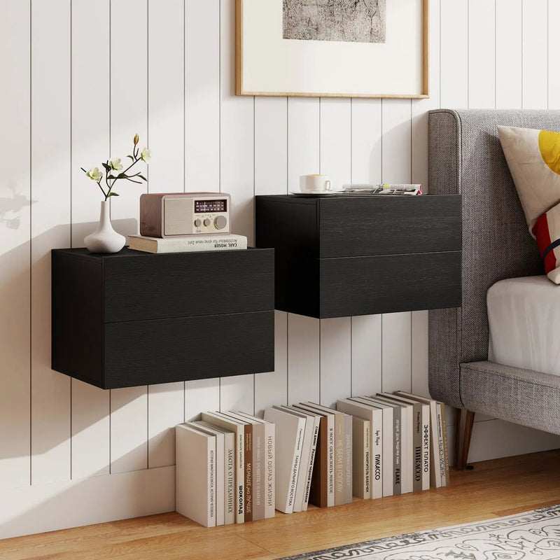 Wall Mounted Floating Nightstand with 2 Drawers by DirectDeals