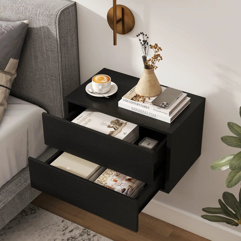 Wall Mounted Floating Nightstand with 2 Drawers by DirectDeals