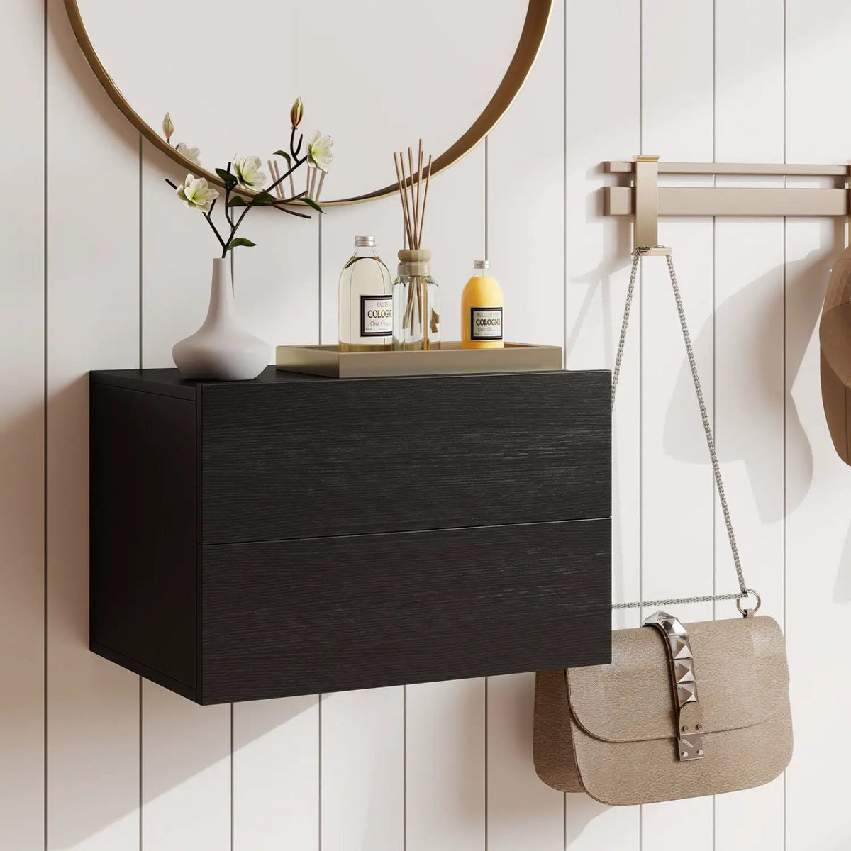 Wall Mounted Floating Nightstand with 2 Drawers, photo 16 of 24