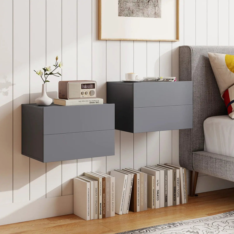Wall Mounted Floating Nightstand with 2 Drawers by DirectDeals