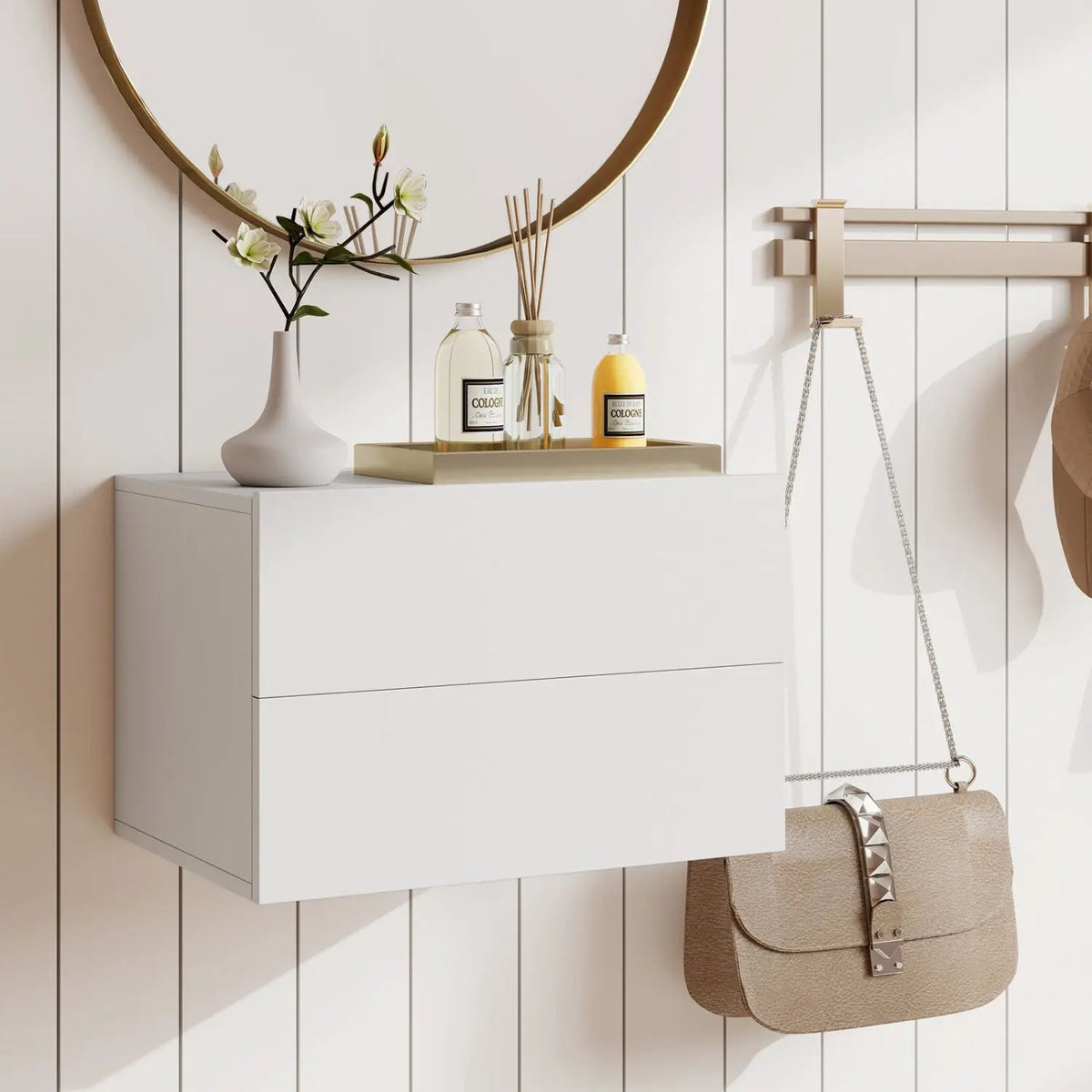 Wall Mounted Floating Nightstand with 2 Drawers, photo 18 of 24