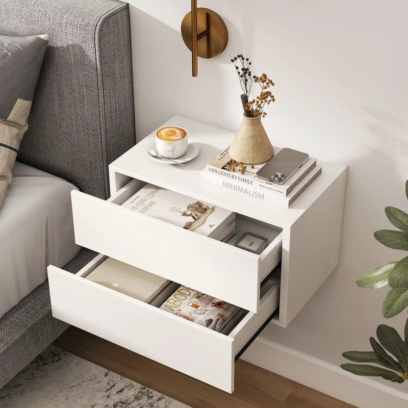 Wall Mounted Floating Nightstand with 2 Drawers by DirectDeals