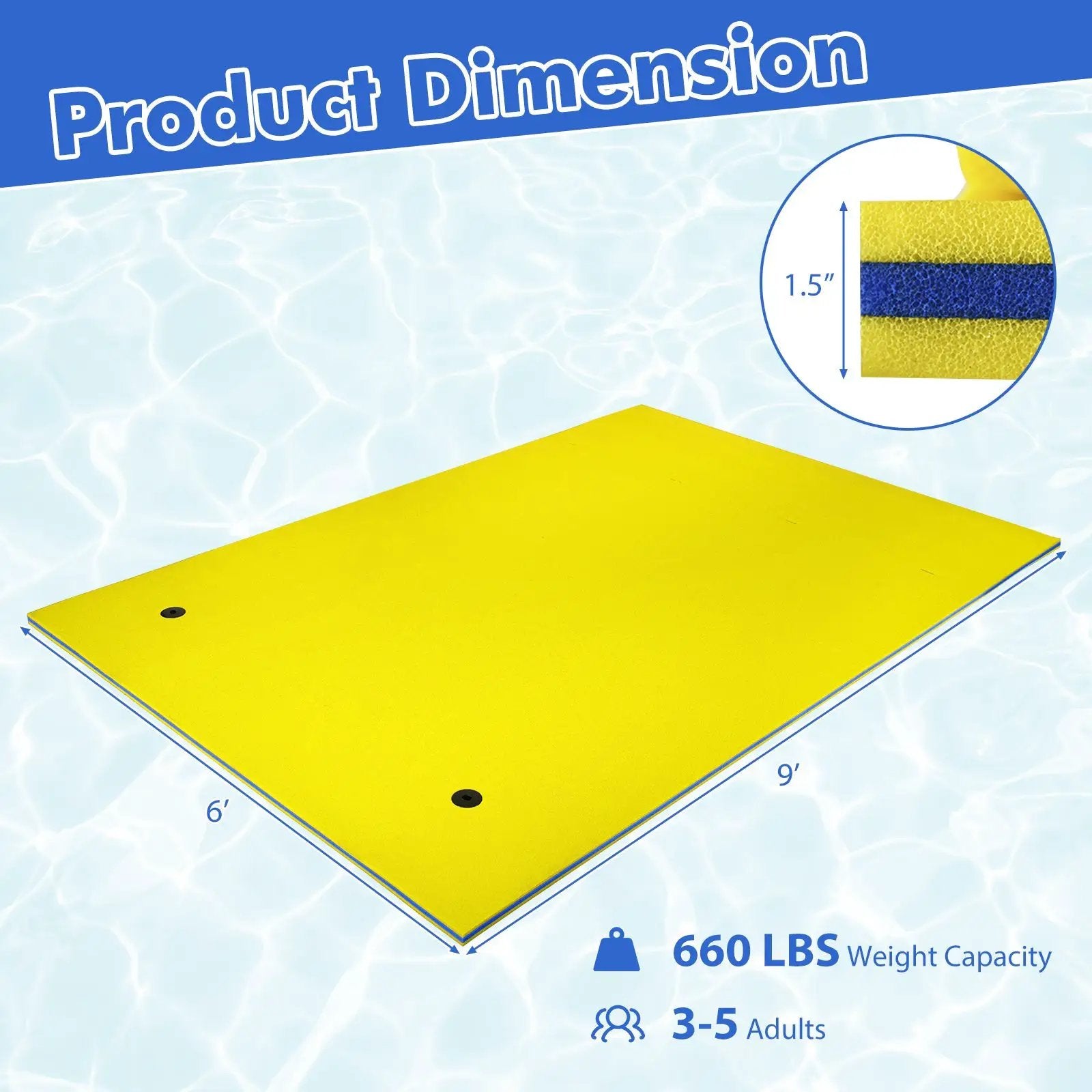 9' x 6' 3 Layer Floating Water Pad Foam Mat by DirectDeals