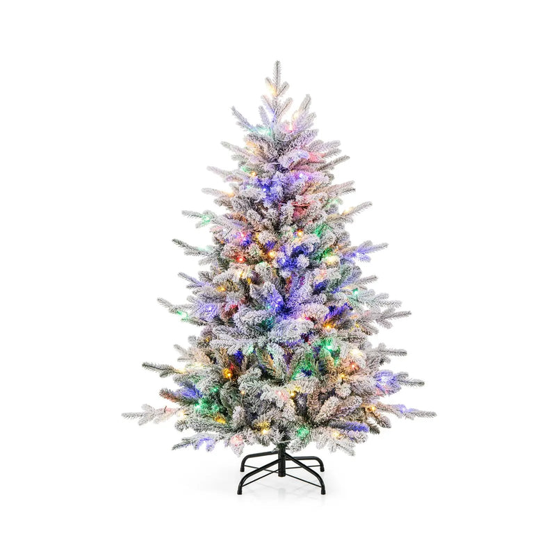 7 Feet Flocked Christmas Tree with 8 Lighting Modes and Multi-Color LED Lights by DirectDeals