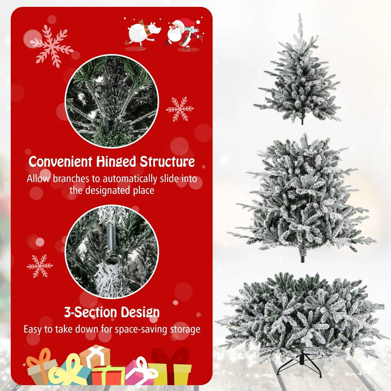 7 Feet Flocked Christmas Tree with 8 Lighting Modes and Multi-Color LED Lights by DirectDeals