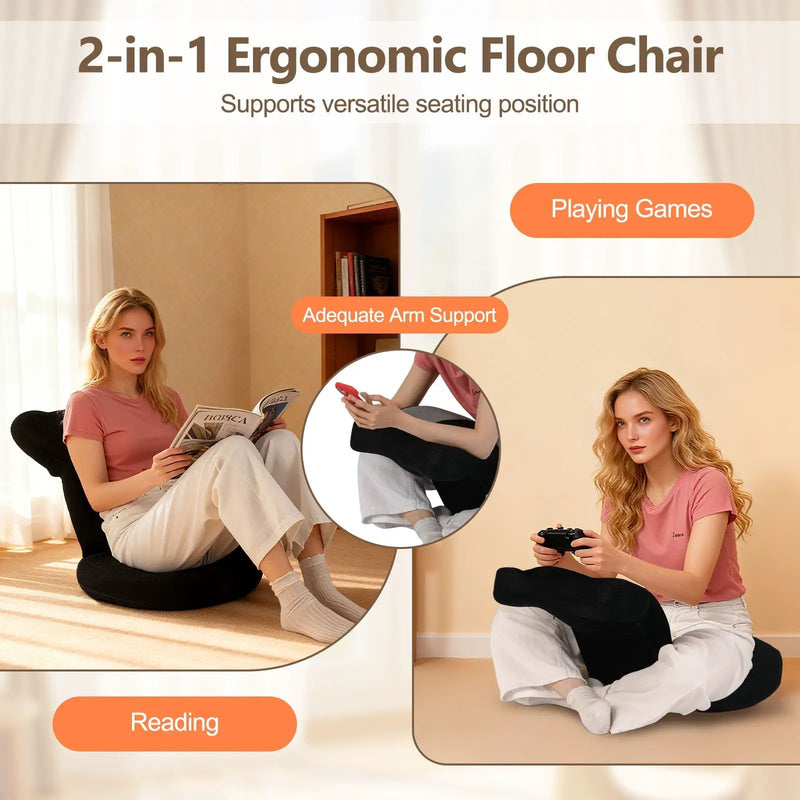 Floor Comfy Gaming Leisure Chair with Adjustable Headrest and Backrest by DirectDeals