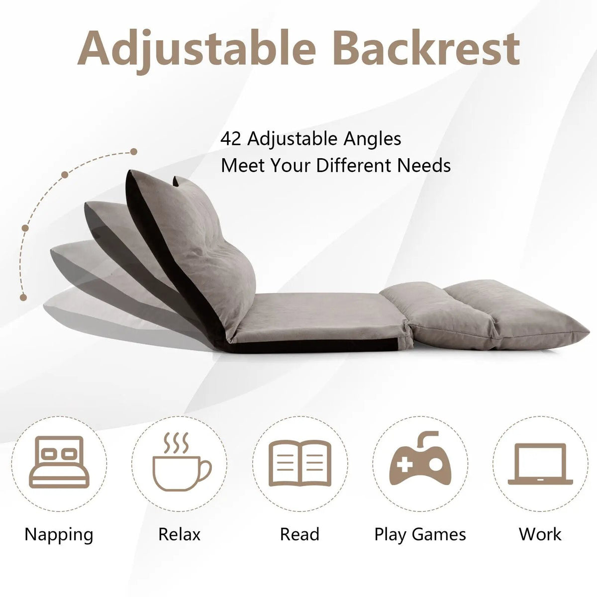 Adjustable Floor Sofa Bed with 2 Lumbar Pillows, photo 16 of 16