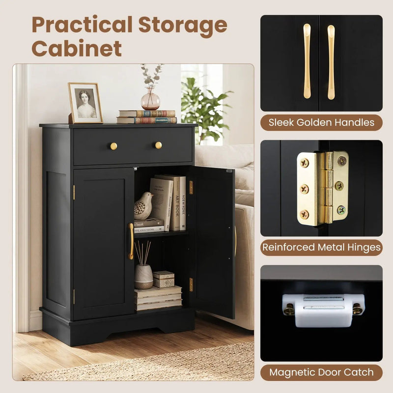 Floor Storage Cabinet with Drawer and Adjustable Shelf by DirectDeals