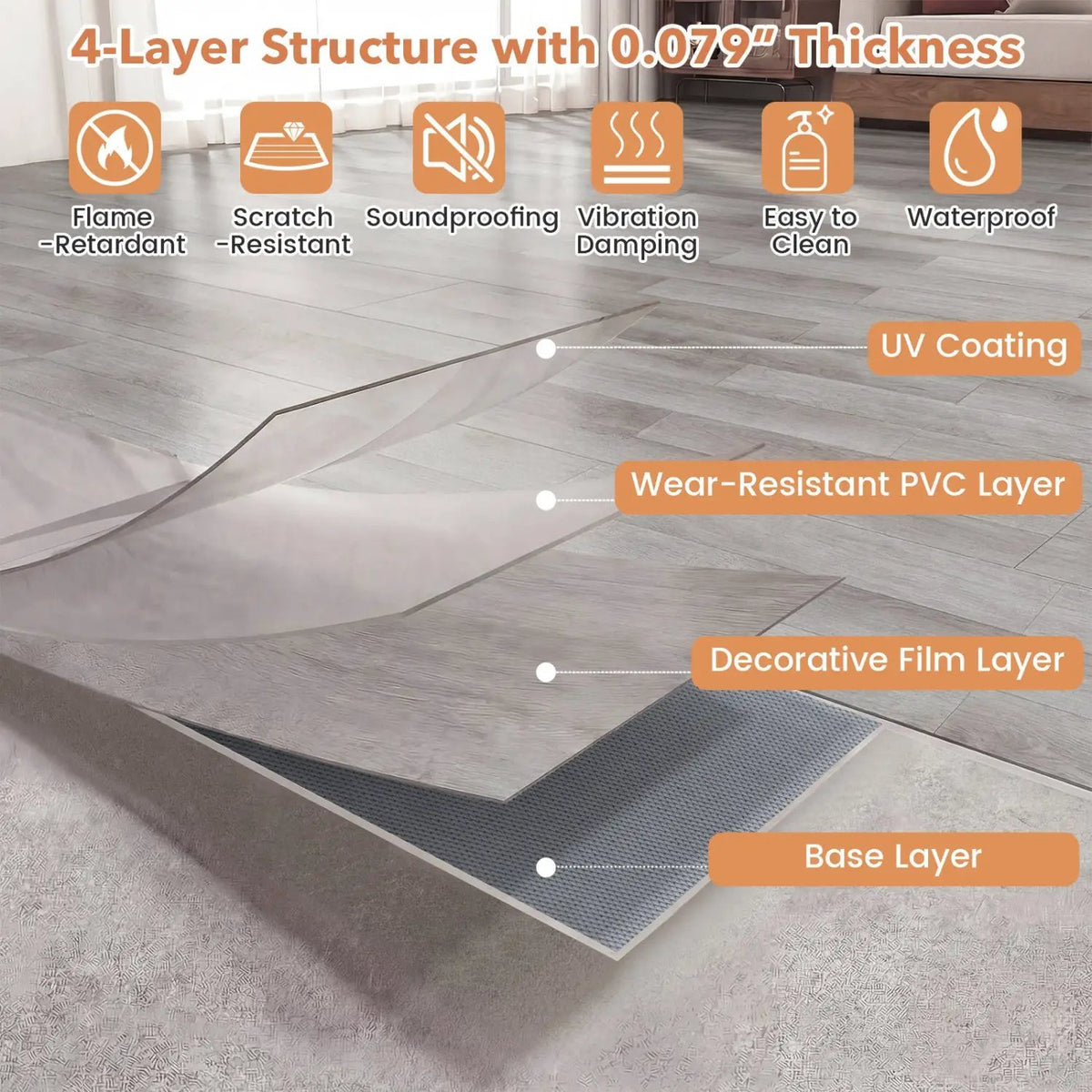 Floor Tile Vinyl Flooring Waterproof Vinyl Plank Flooring, photo 8 of 16