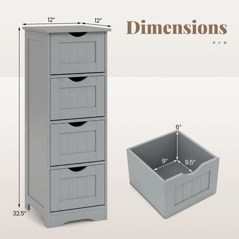 4-Drawer Freestanding Floor Cabinet with Anti-Toppling Device by DirectDeals