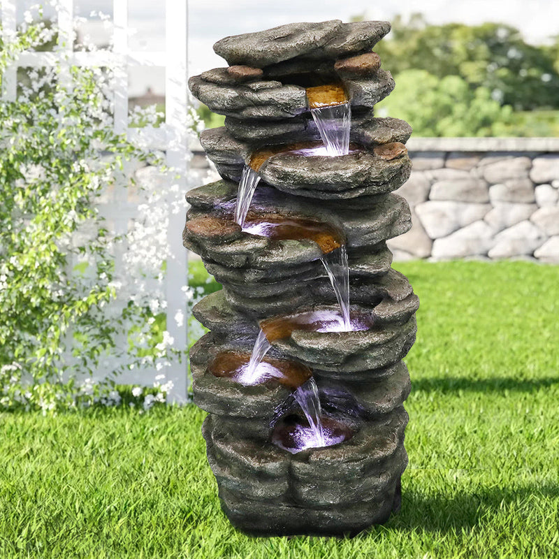 Resin Flagstone Outdoor Water Fountain with Moss 40 in, photo 6 of 13
