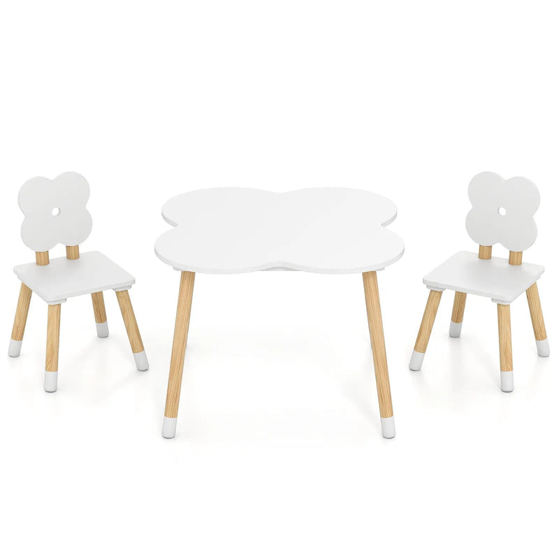 Flower-shaped Kids Table Set with Solid Pine Wood Legs by DirectDeals