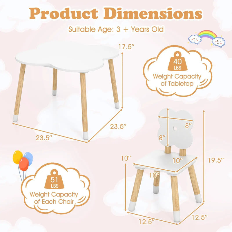 Flower-shaped Kids Table Set with Solid Pine Wood Legs by DirectDeals