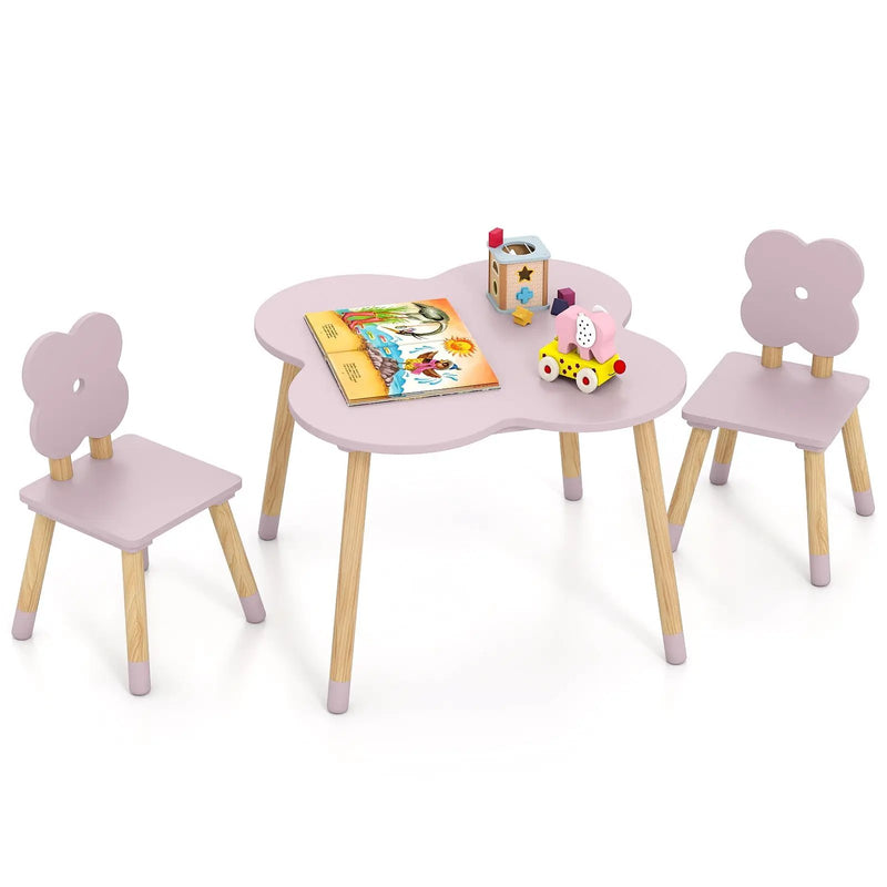 Flower-shaped Kids Table Set with Solid Pine Wood Legs by DirectDeals