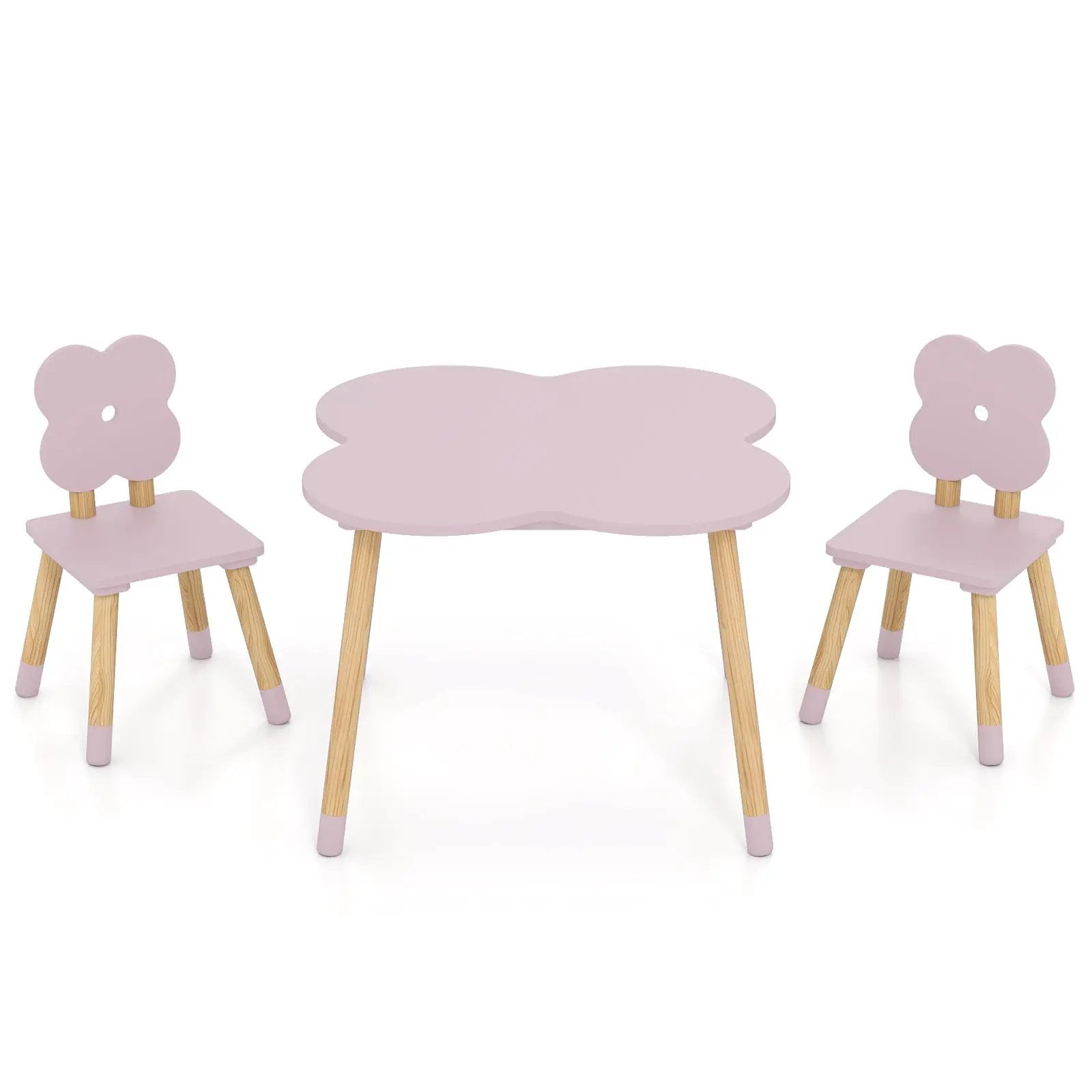 Flower-shaped Kids Table Set with Solid Pine Wood Legs by DirectDeals