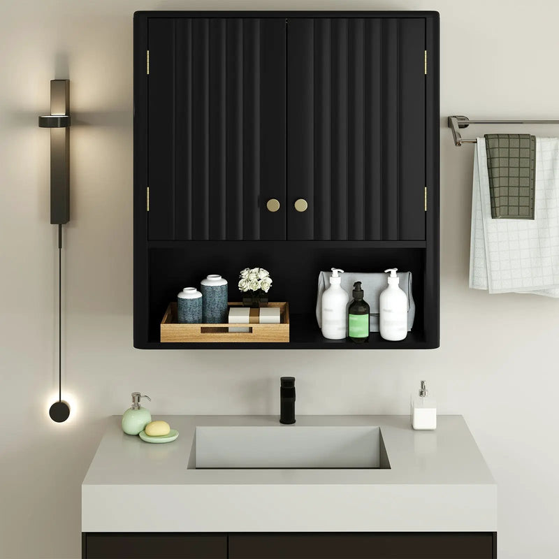 Fluted Bathroom Wall Cabinet with Open Shelf by DirectDeals