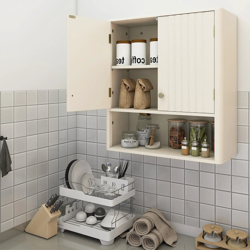 Fluted Bathroom Wall Cabinet with Open Shelf by DirectDeals