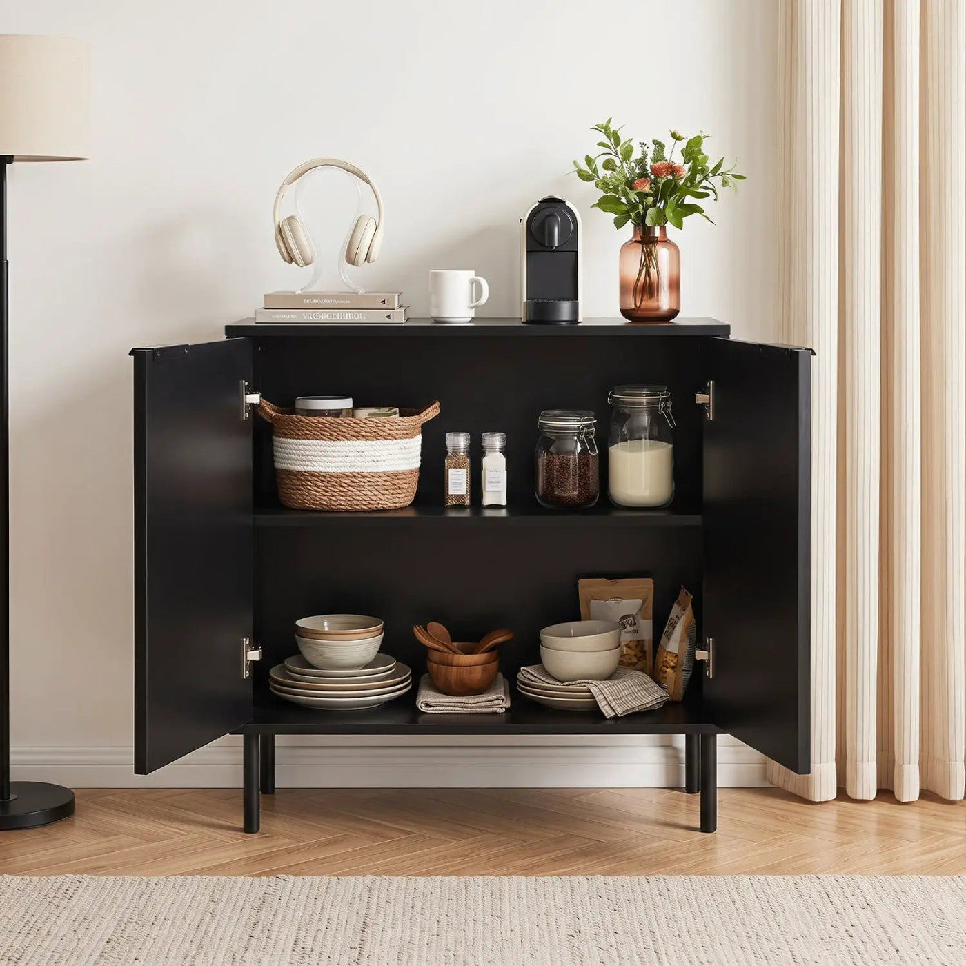 Fluted Buffet Cabinet with 2-Door Storage by DirectDeals