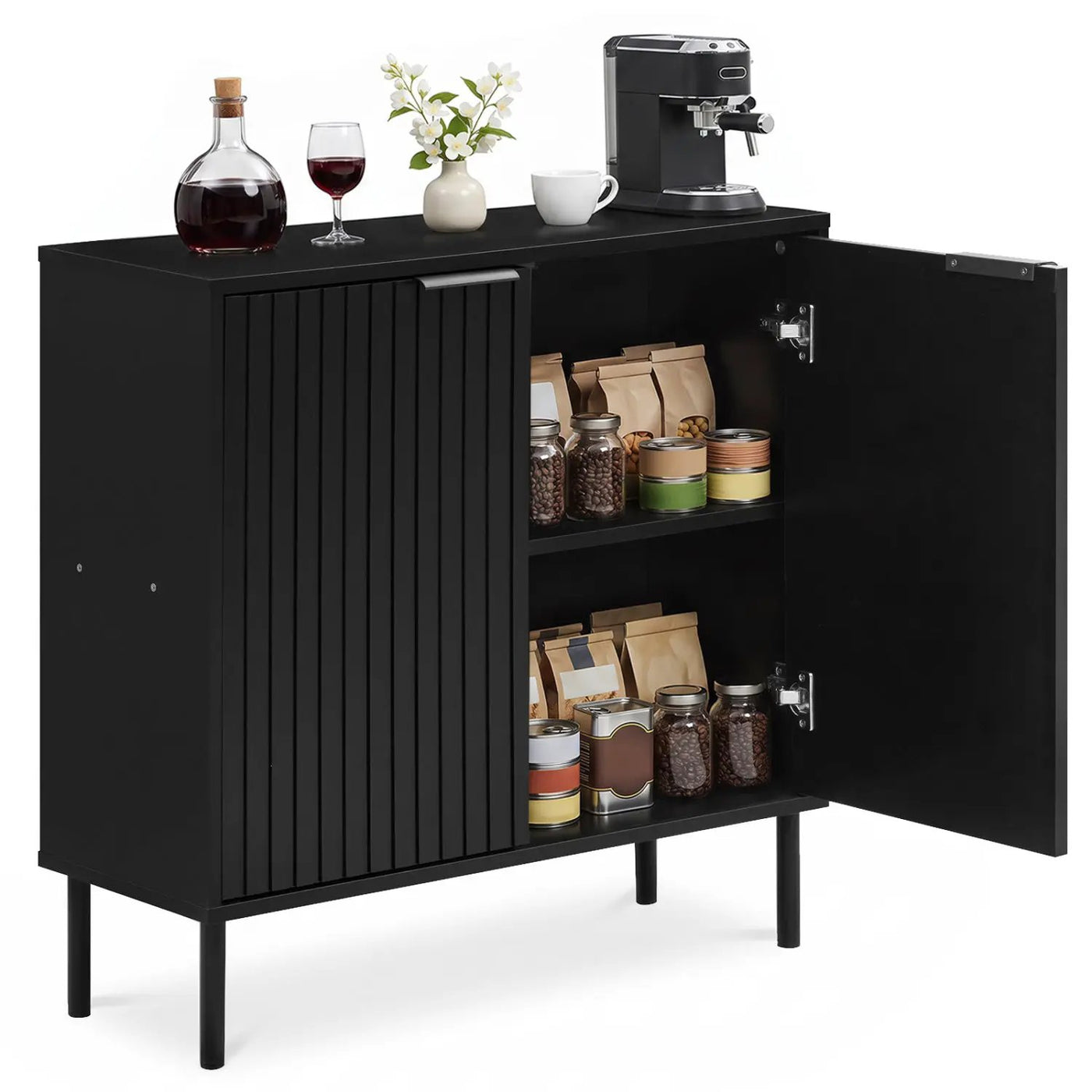 Fluted Buffet Cabinet with 2-Door Storage by DirectDeals