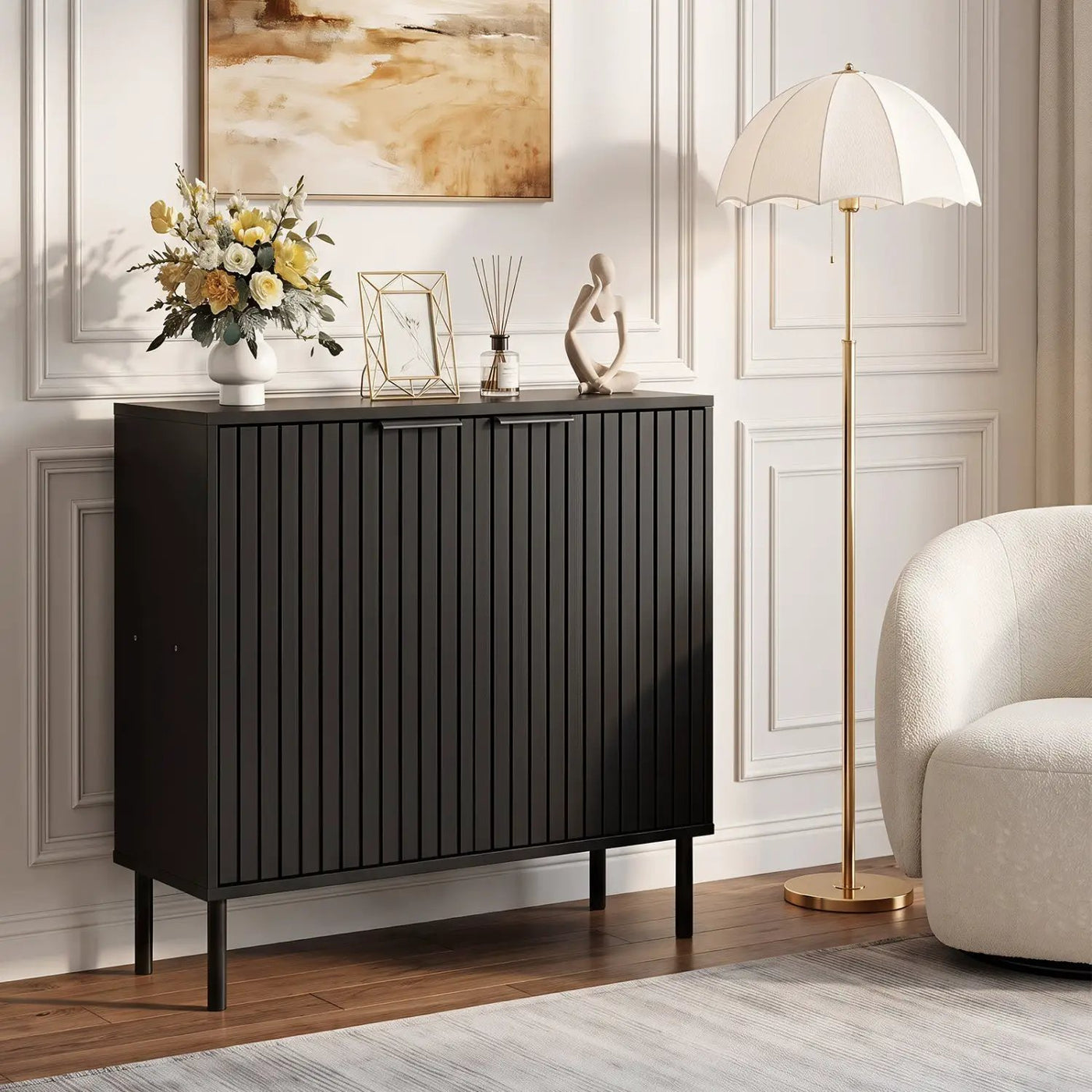 Fluted Buffet Cabinet with 2-Door Storage by DirectDeals