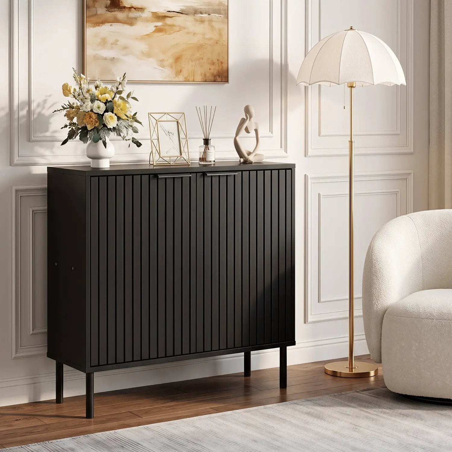 Fluted Buffet Cabinet with 2-Door Storage by DirectDeals