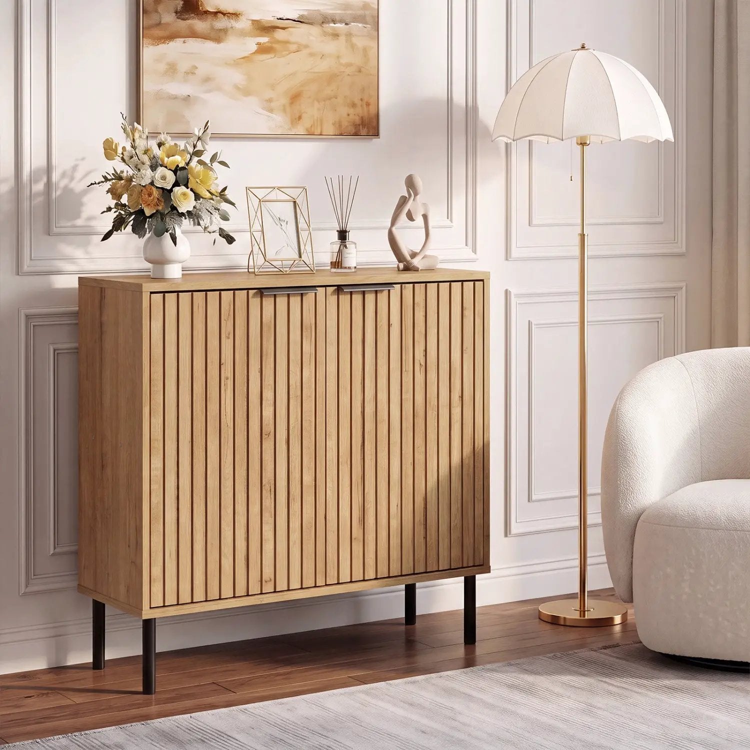 Fluted Buffet Cabinet with 2-Door Storage by DirectDeals