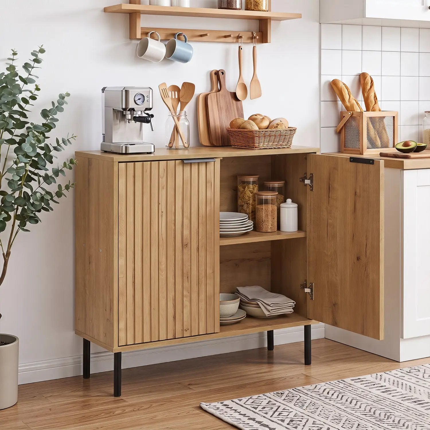 Fluted Buffet Cabinet with 2-Door Storage by DirectDeals