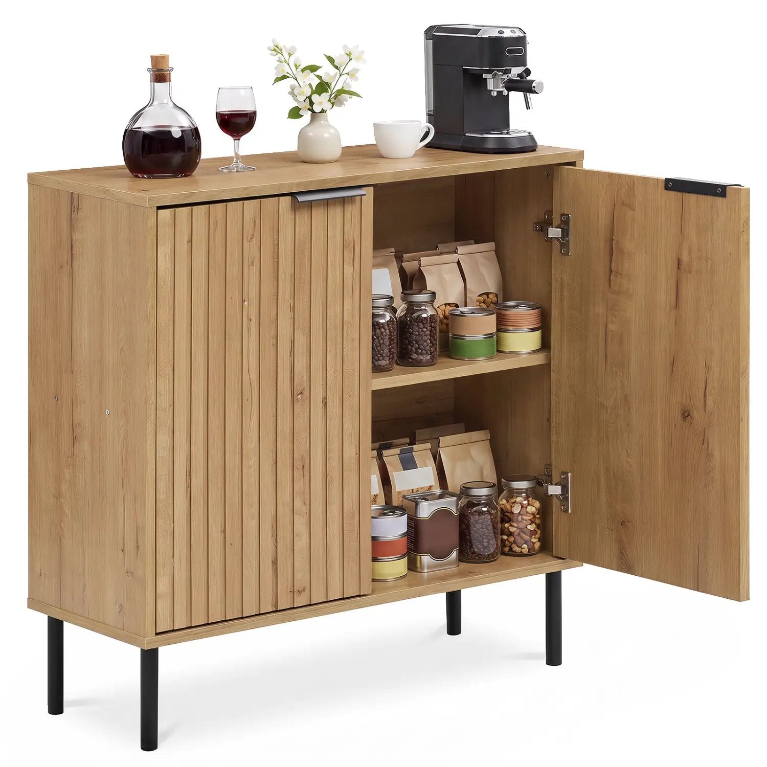 Fluted Buffet Cabinet with 2-Door Storage by DirectDeals