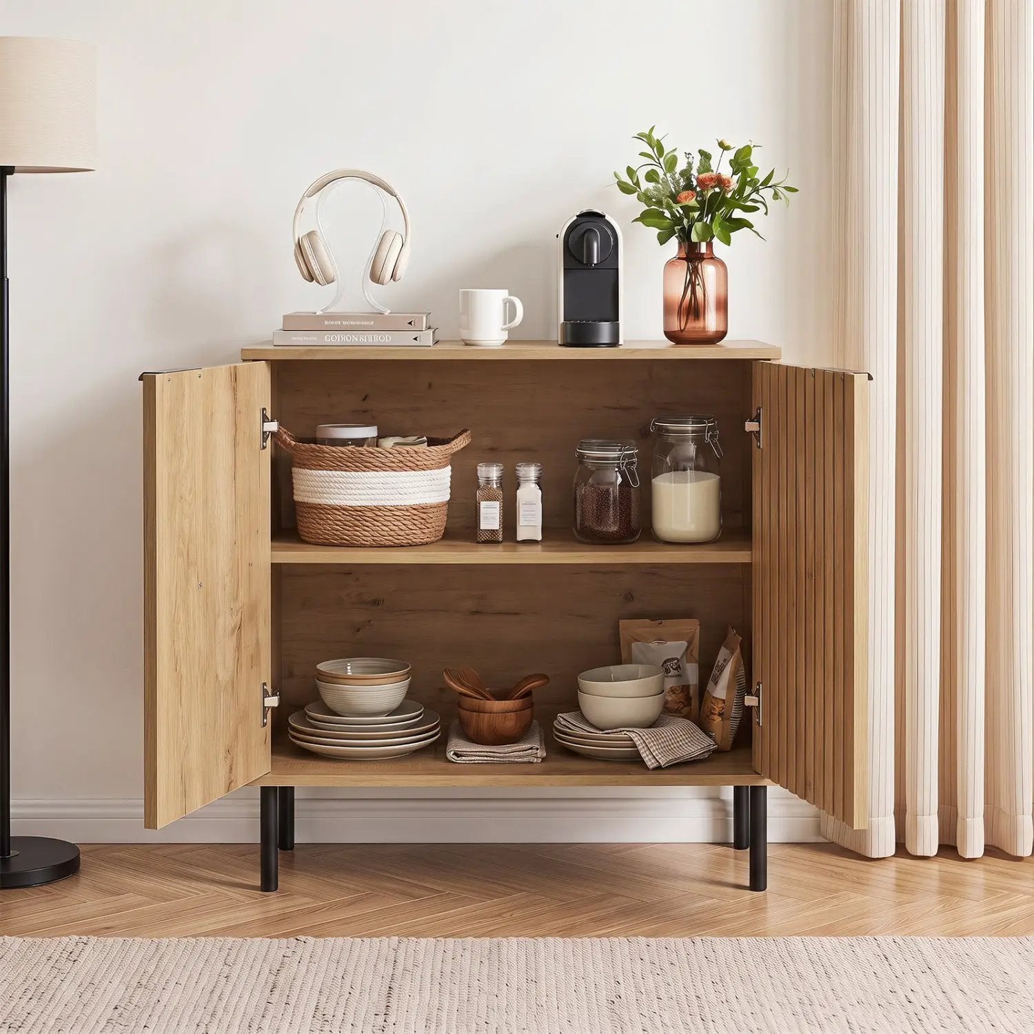 Fluted Buffet Cabinet with 2-Door Storage by DirectDeals