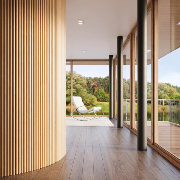 2-Pack Flexible Fluted Wall Panels – Natural, installed in a room