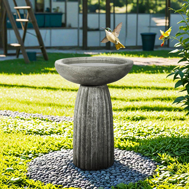 Concrete Bird Bath for Garden Fluted Flare 24 Inch, photo 3 of 8