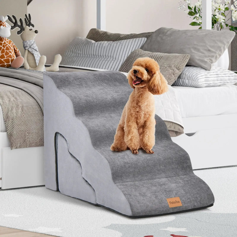 22 Inches and 11 Inches Foam Pet Stairs Set with 5-Tier and 3-Tier Dog Ramps by DirectDeals