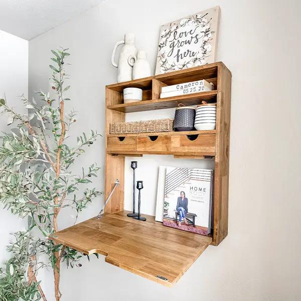Rustic Oak Wood Fold Down Shelf by Decor Steals