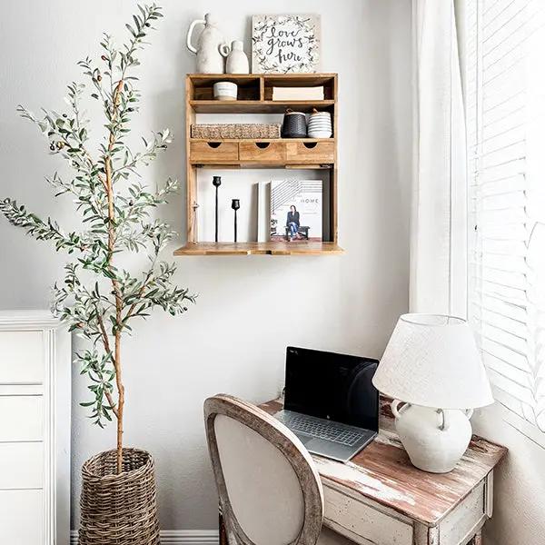 Rustic Oak Wood Fold Down Shelf by Decor Steals