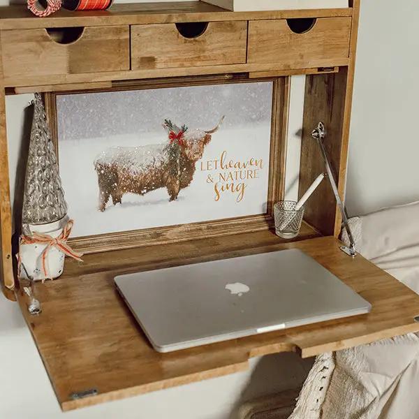 Rustic Oak Wood Fold Down Shelf by Decor Steals