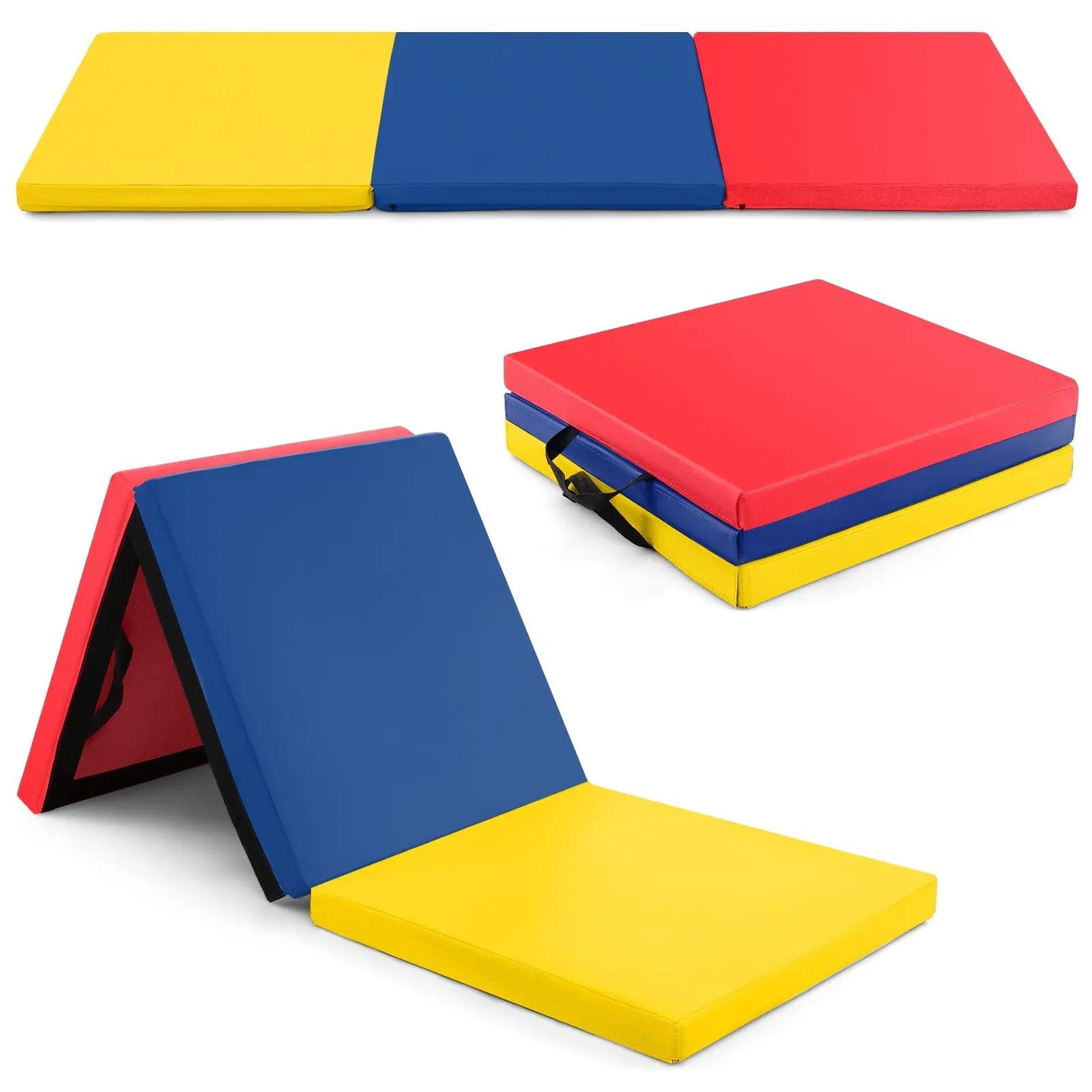 6 x 2 FT Tri-Fold Gym Mat with Handles and Removable Zippered Cover by DirectDeals