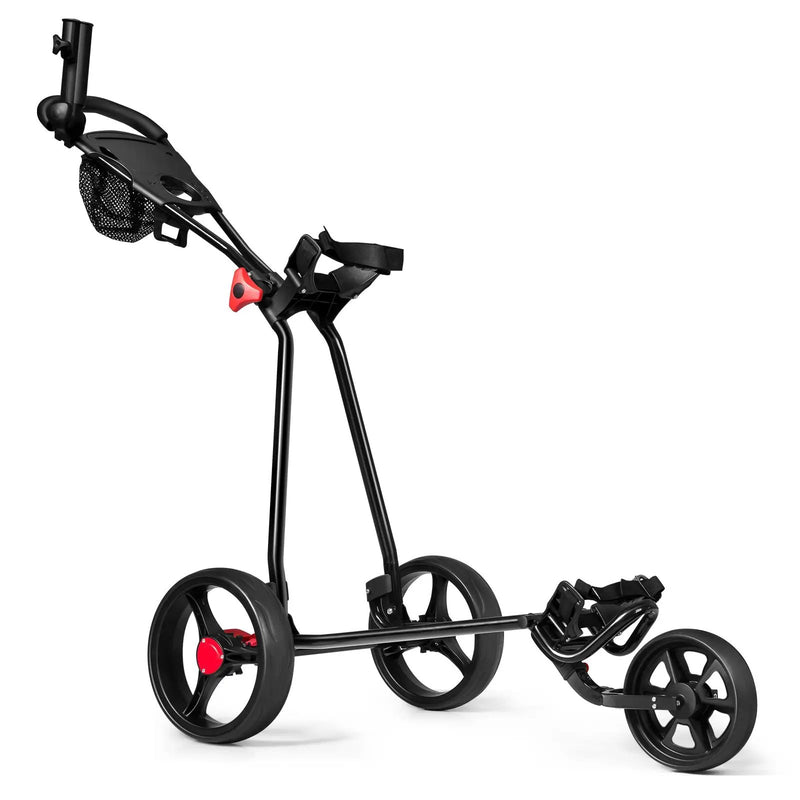 3 Wheel Durable Foldable Steel Golf Cart with Mesh Bag by DirectDeals