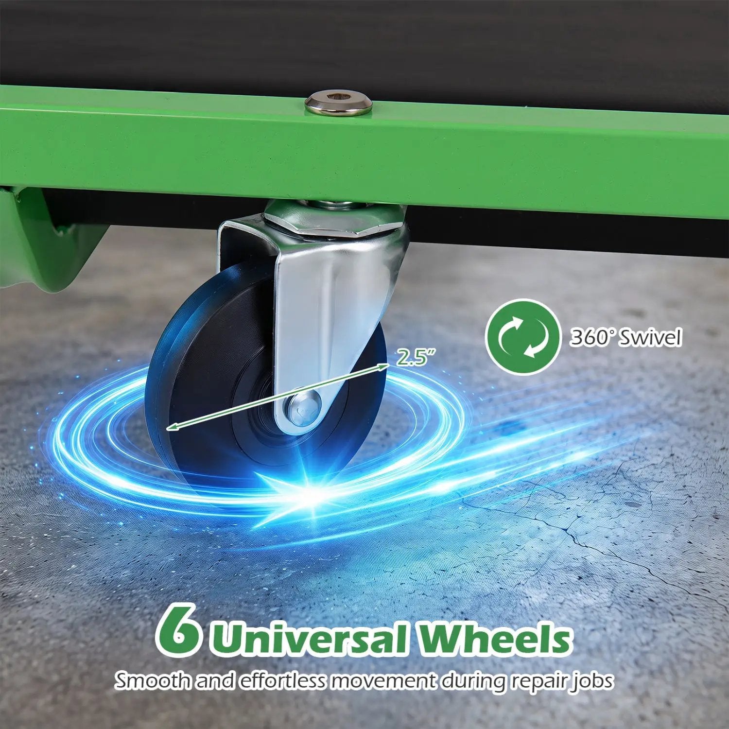 Foldable Automotive Creeper with 360° Swivel Wheels 330 lbs by DirectDeals