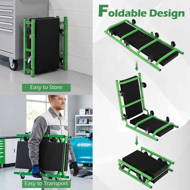 Foldable Automotive Creeper with 360° Swivel Wheels 330 lbs by DirectDeals