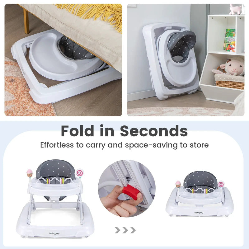 Foldable Baby Activity Walker with Adjustable Height and Detachable Seat Cushion by DirectDeals