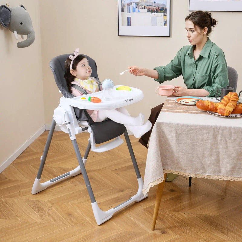 Foldable Baby High Chair with Adjustable Height and Relining Seat by DirectDeals